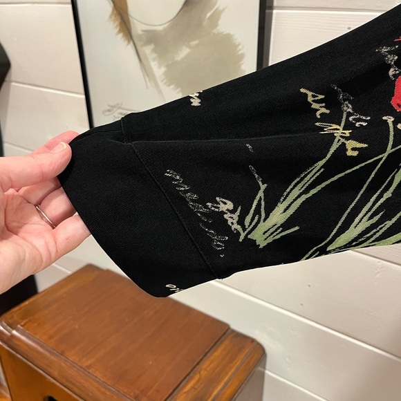 🖤 VINTAGE • Black Stretch Floral Shirt • Estimated Size XXL - Picture 8 of 9